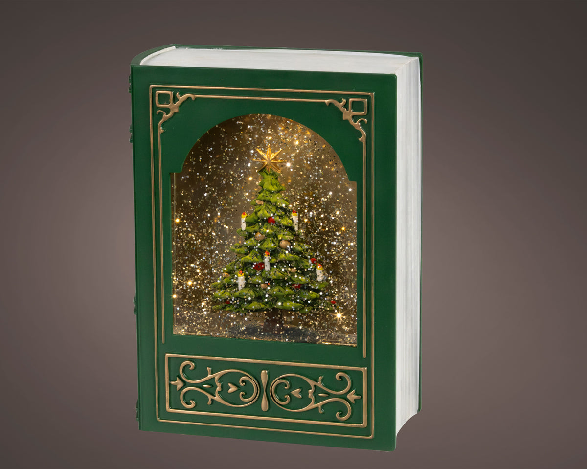 LED Christmas book water spinner with music