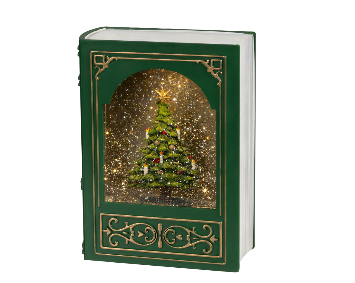 LED Christmas book water spinner with music