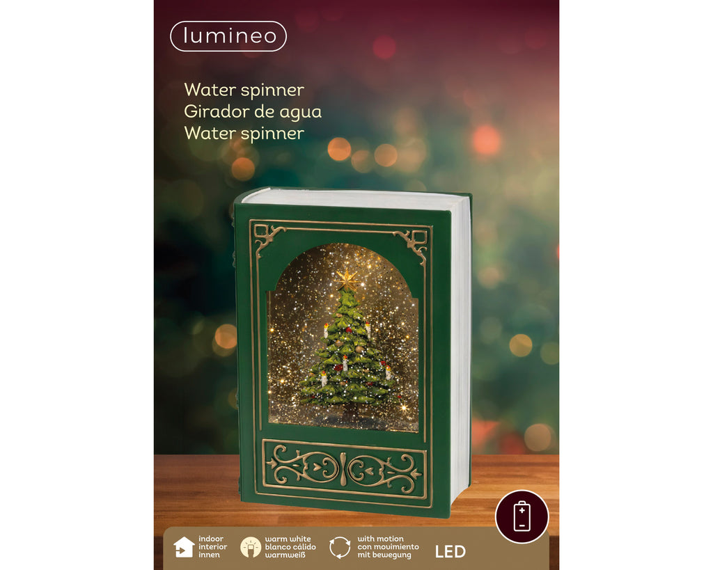 LED Christmas book water spinner with music