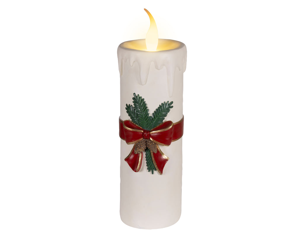 Tall white battery operated Christmas candle