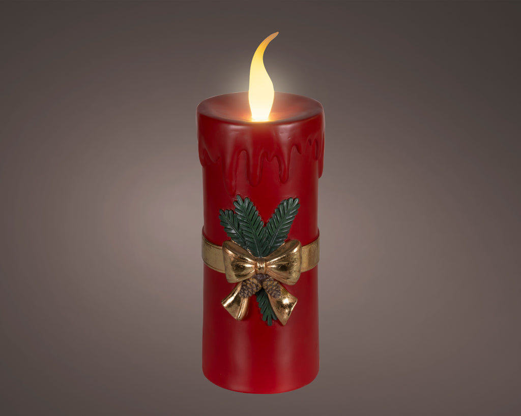 Tall Christmas red battery operated candle
