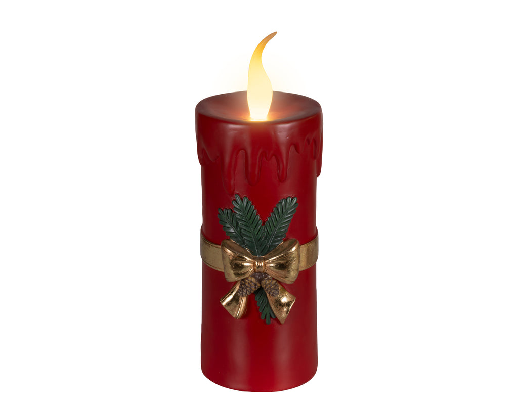 Tall Christmas red battery operated candle