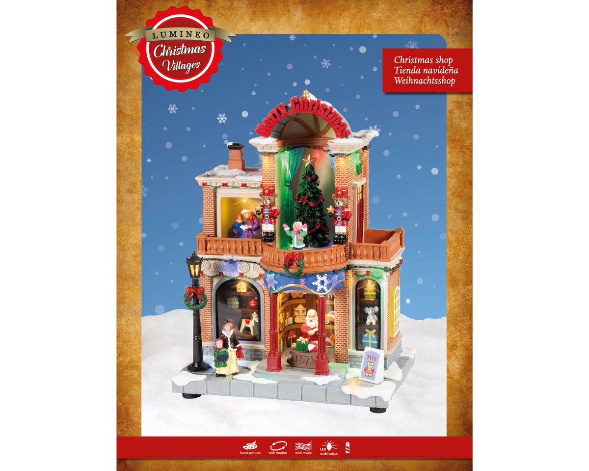 Musical LED Christmas store with Santa