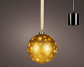 Micro LED gold rotating glass bauble, 19cm