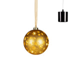 Micro LED gold rotating glass bauble, 19cm