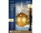 Micro LED gold rotating glass bauble, 19cm