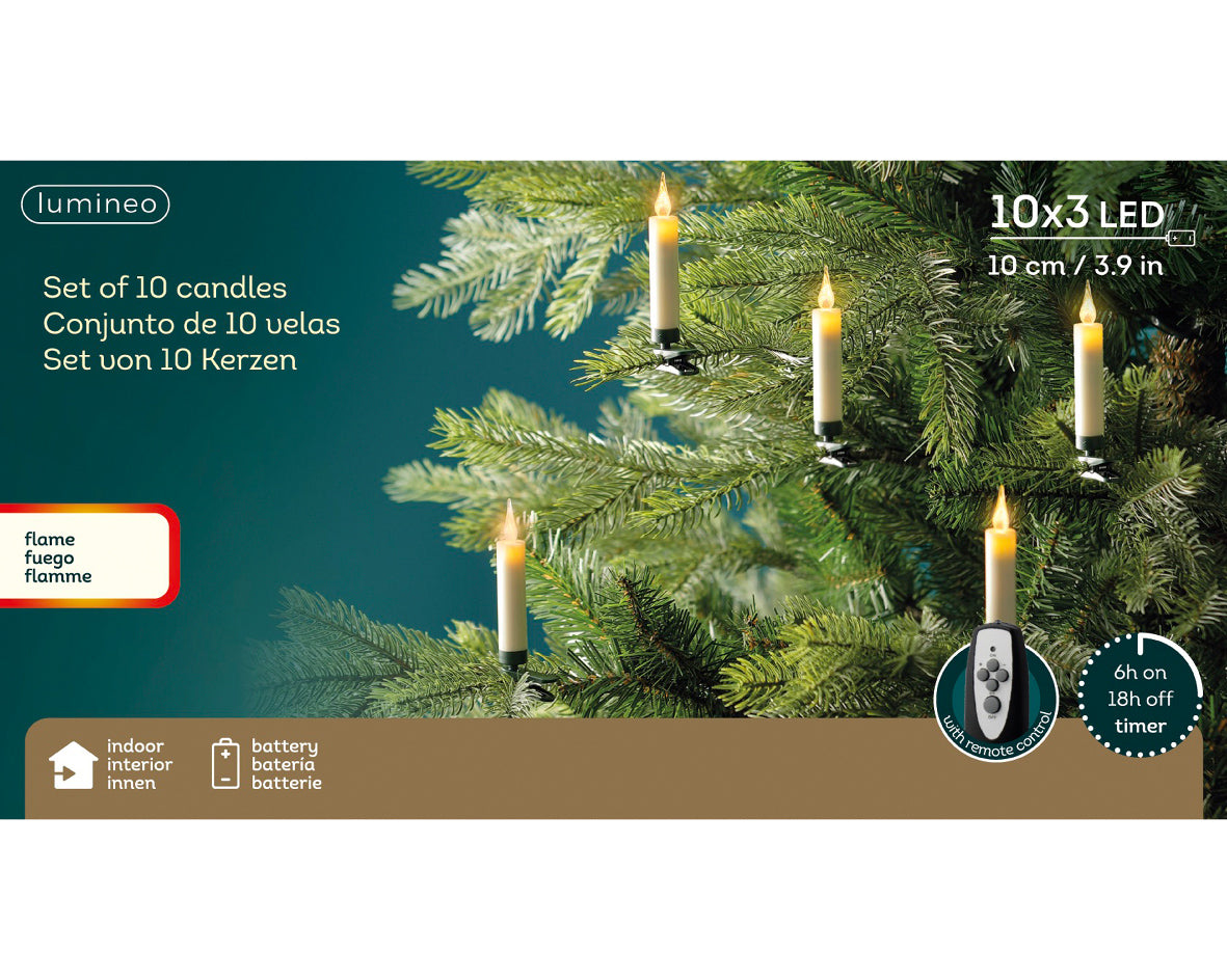 LED battery operated white candle lights - Set of 10
