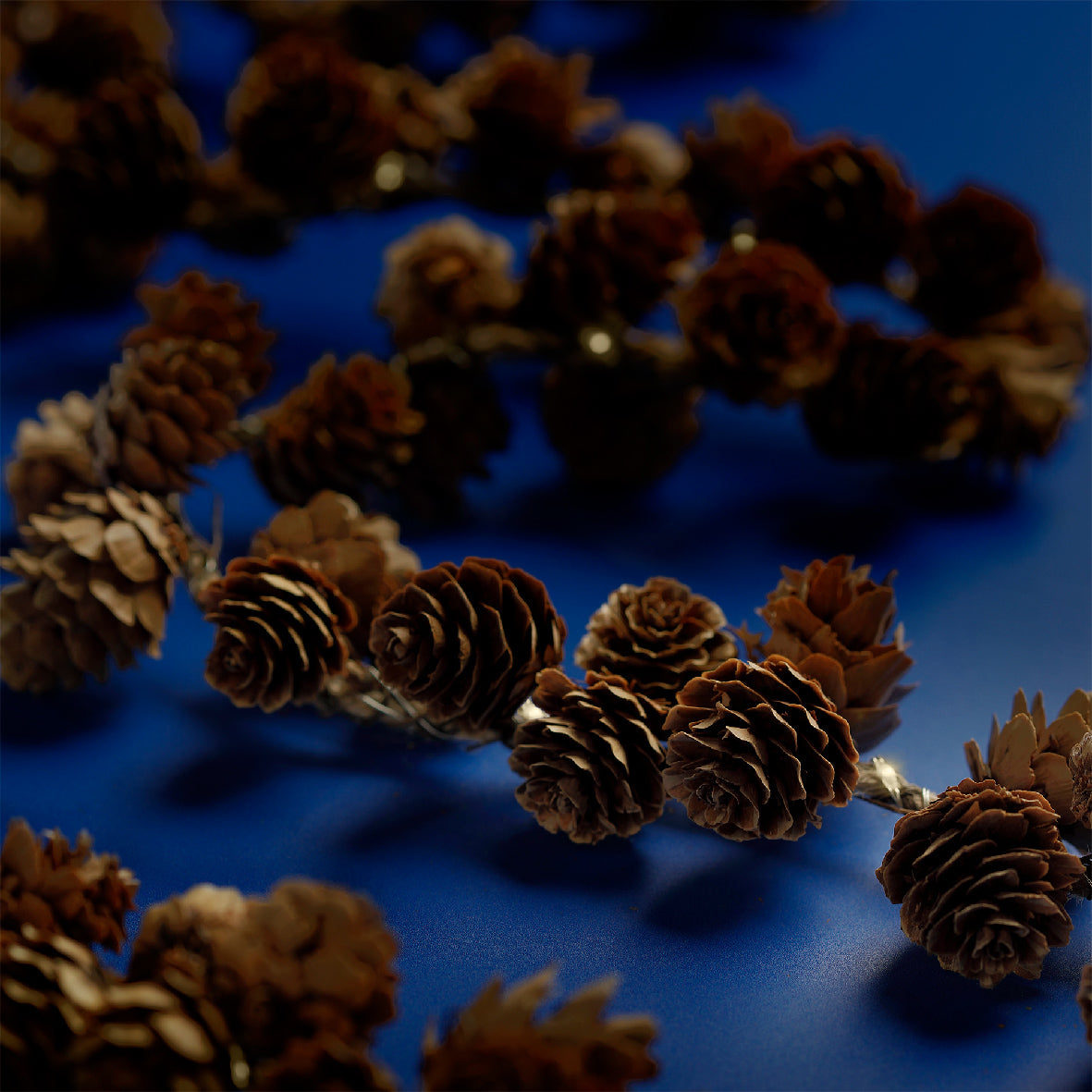 Acorn or pinecone garland with lights