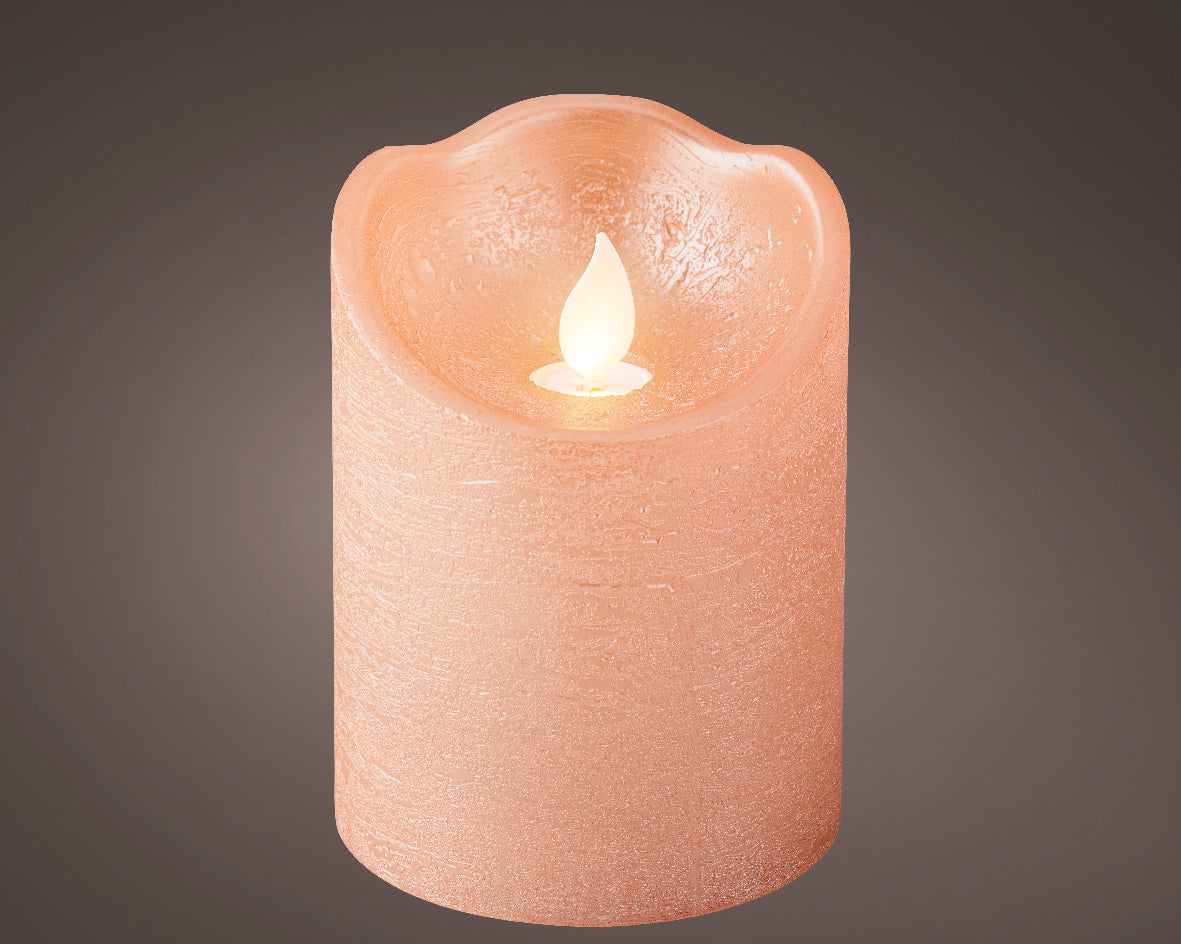 Champagne pink flicker effect battery op candle (10cmH)