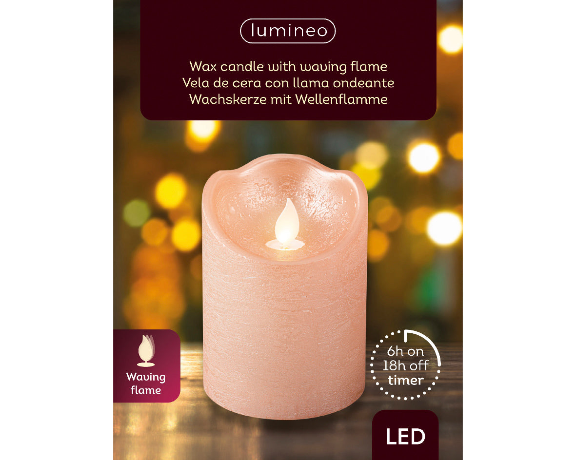 Champagne pink flicker effect battery op candle (10cmH)