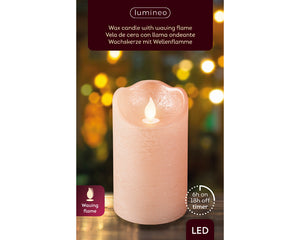 Champagne pink flicker effect battery op candle (12.5cmH)