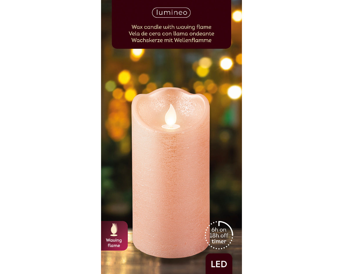 Champagne pink flicker effect battery op candle (15cmH)