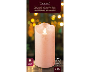 Champagne pink flicker effect battery op candle (15cmH)