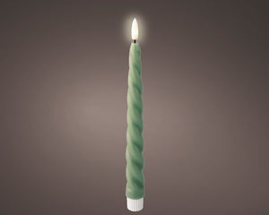 Pack of 2 LED swirl green dinner candles (24.5cmH)