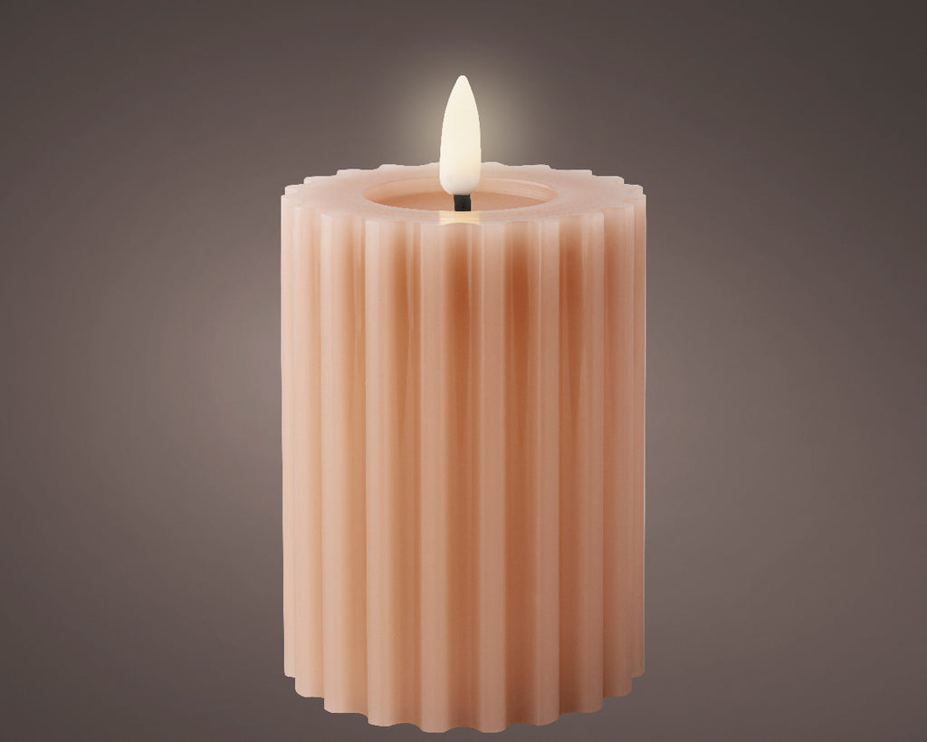 LED wick Autumn toned ribbed candle