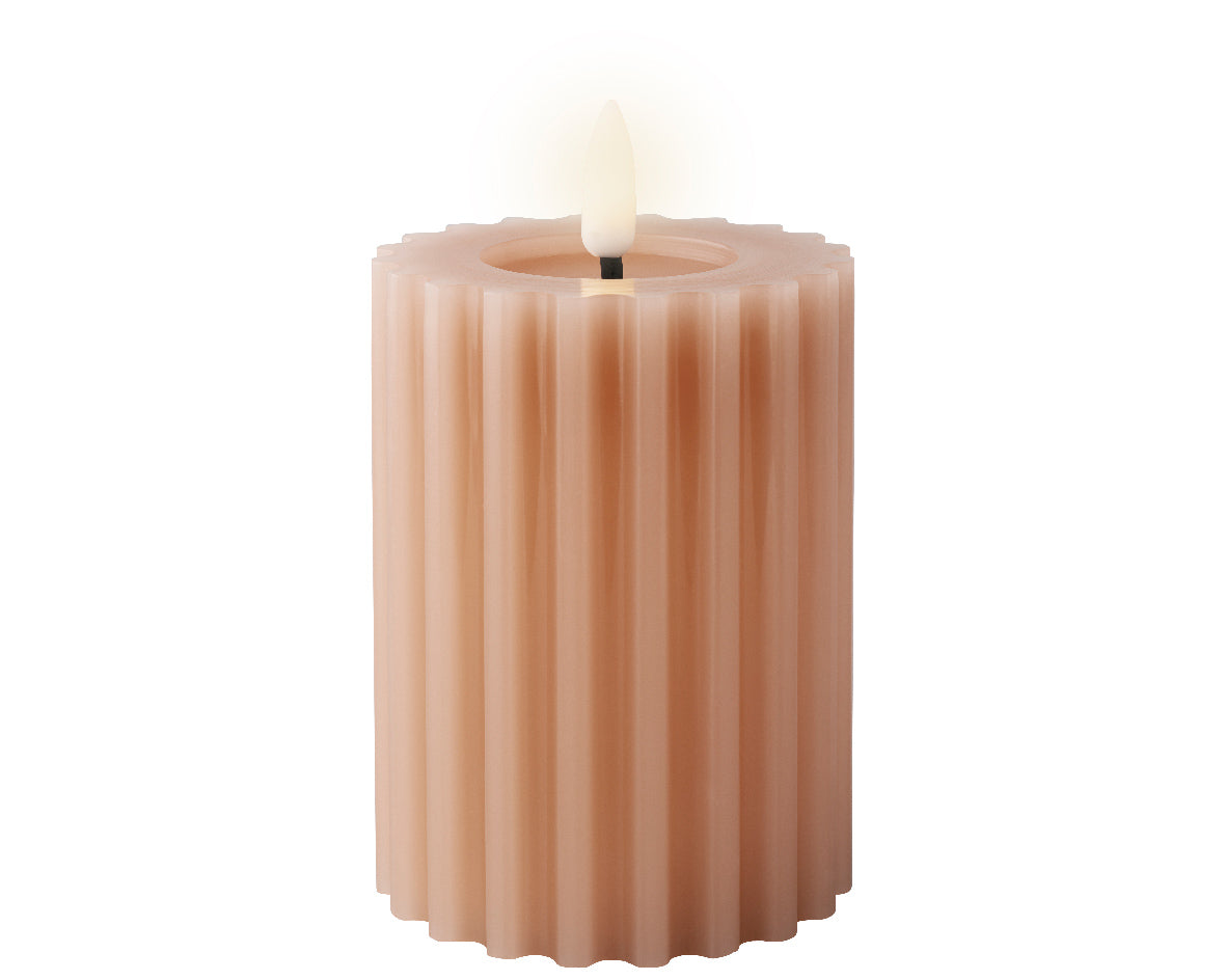 LED wick Autumn toned ribbed candle