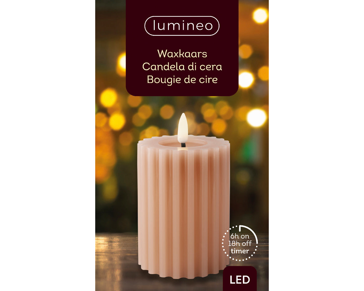 LED wick Autumn toned ribbed candle