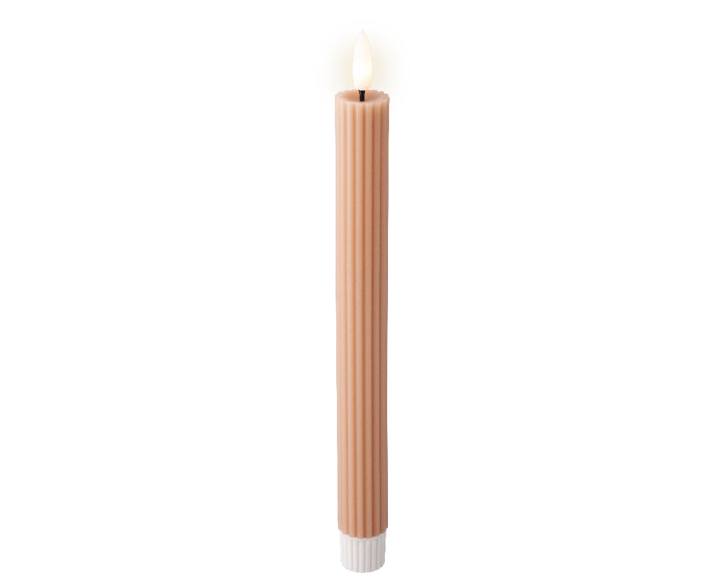 LED wick ribbed light pink dinner candle