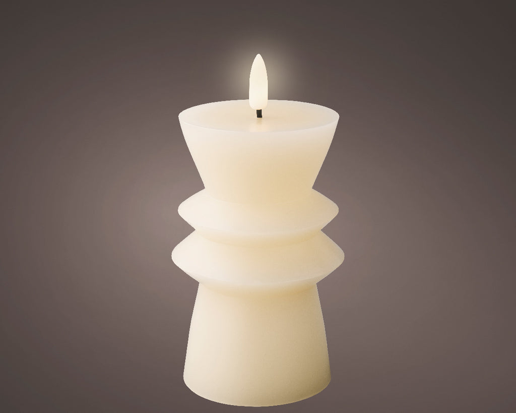 Short LED wick cream pillar candle (14.5cmH)