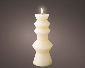 Tall LED wick cream pillar candle (23cmH)