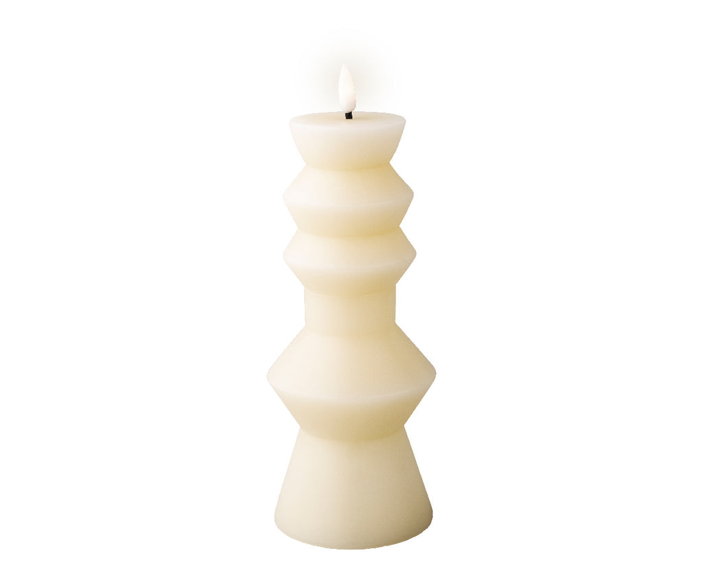 Tall LED wick cream pillar candle (23cmH)