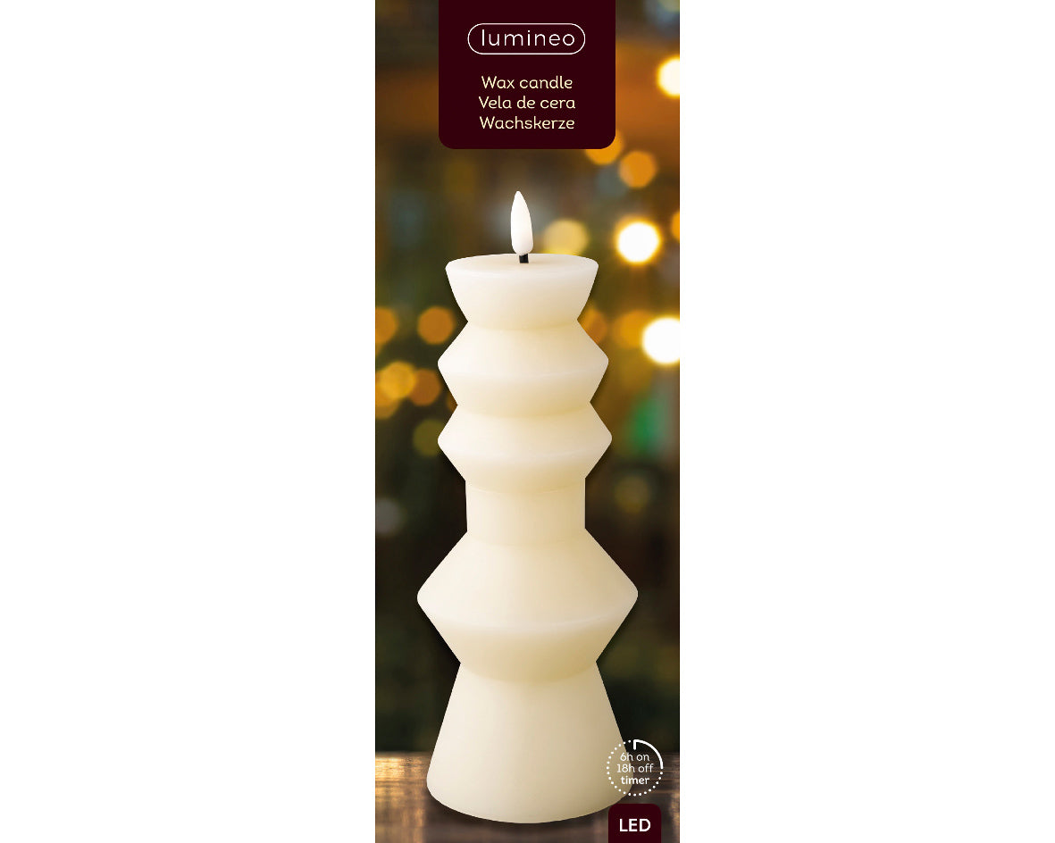 Tall LED wick cream pillar candle (23cmH)