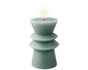 Short LED wick green pillar candle (14.5cmH)