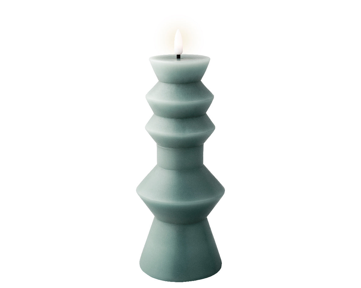 Tall LED wick green pillar candle (23cmH)