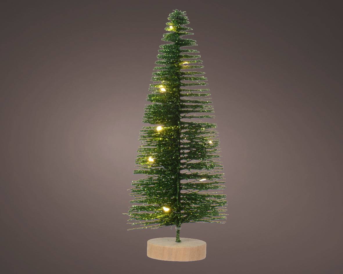 Micro LED battery operated warm white green mini tree (20cmH)