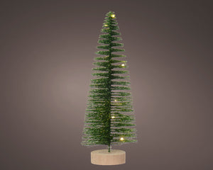 Micro LED battery operated warm white green mini tree (30cmH)