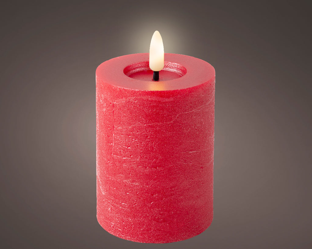 Christmas red wax pillar candle - 11cmH