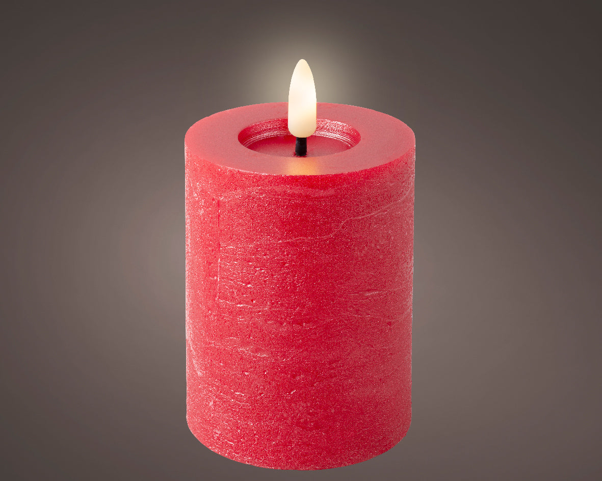Christmas red wax pillar candle - 11cmH