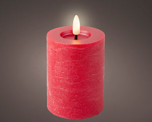 Christmas red wax pillar candle - 11cmH
