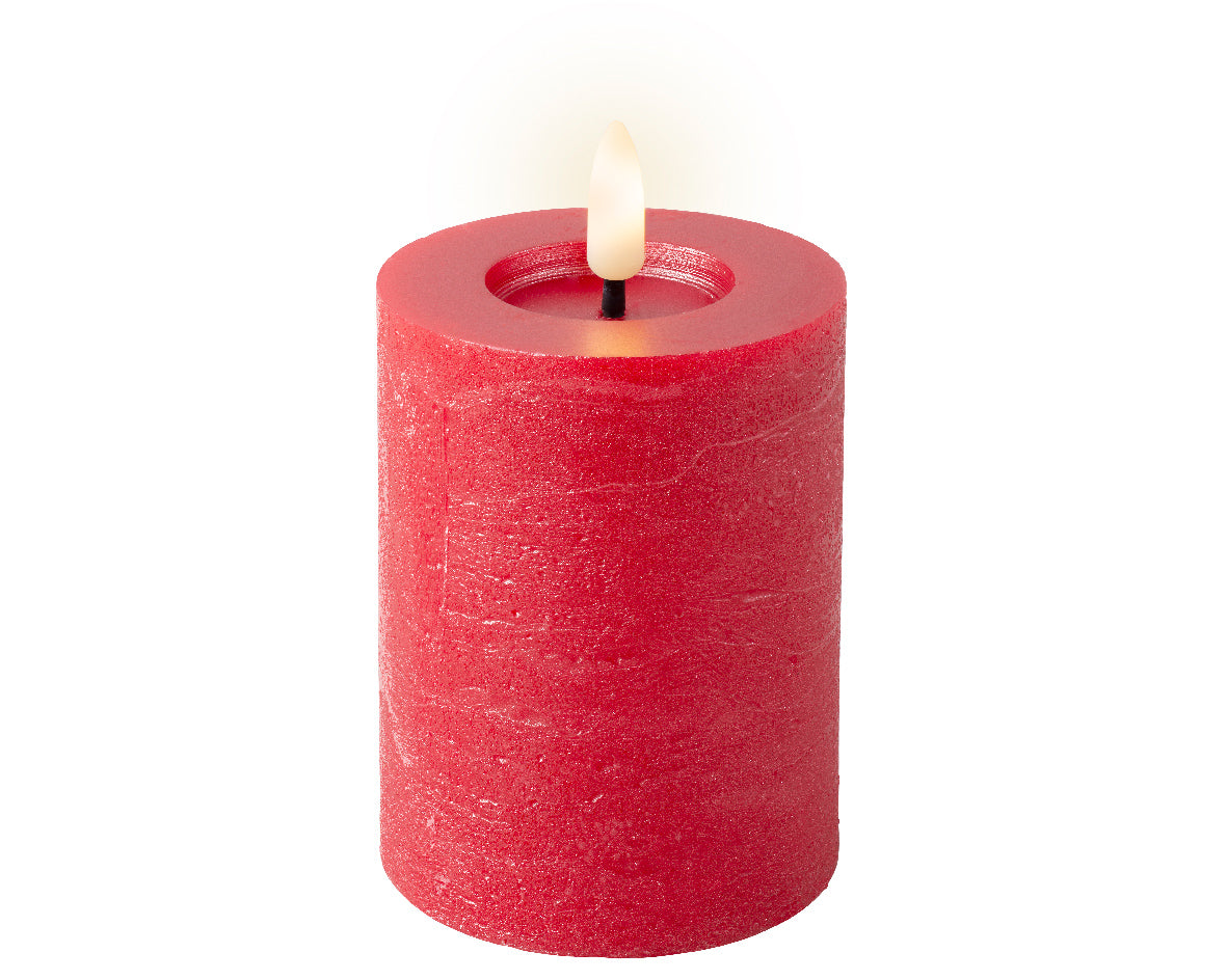 Christmas red wax pillar candle - 11cmH