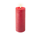 Christmas red LED wax pillar candle - 19cm H