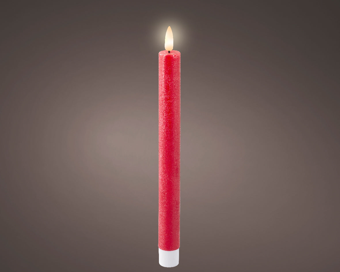 Christmas red LED dinner candles - Set of 2 (24.5cmH)