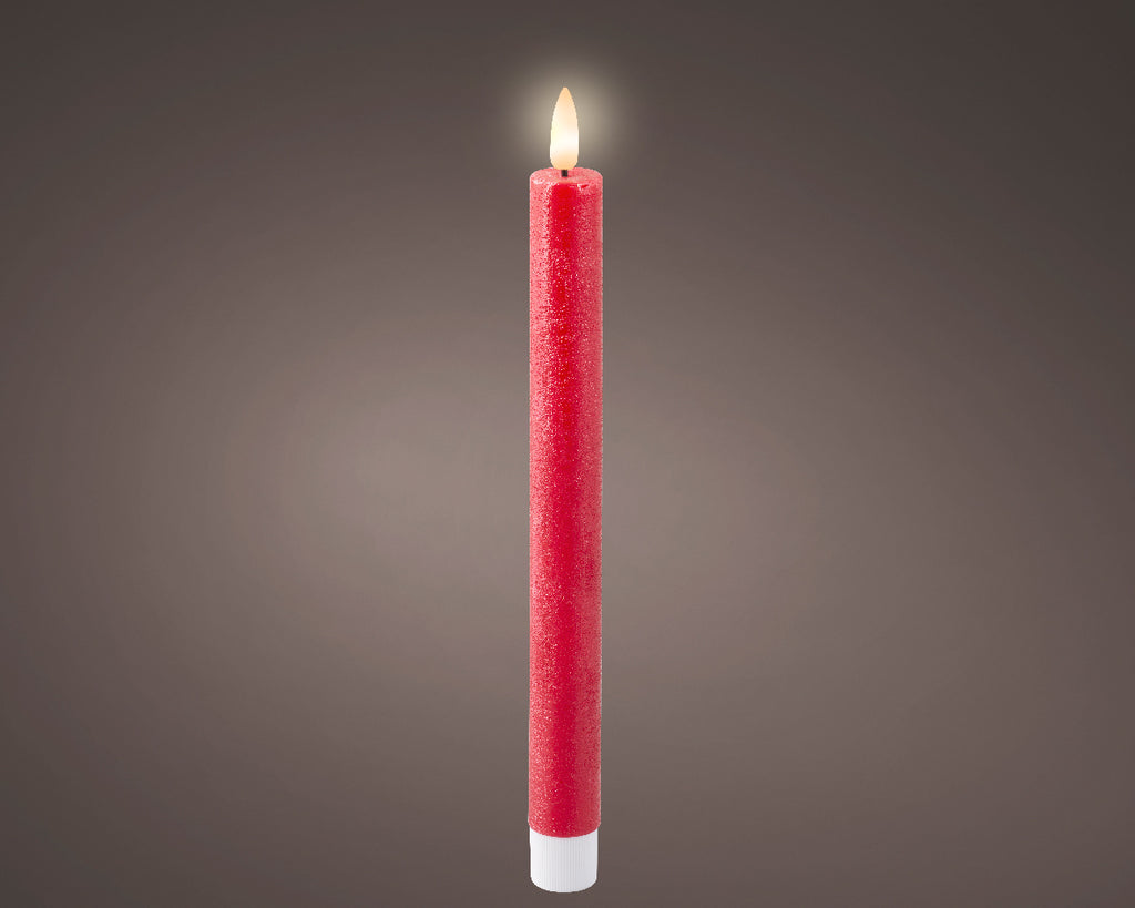 Christmas red LED dinner candles - Set of 2 (24.5cmH)