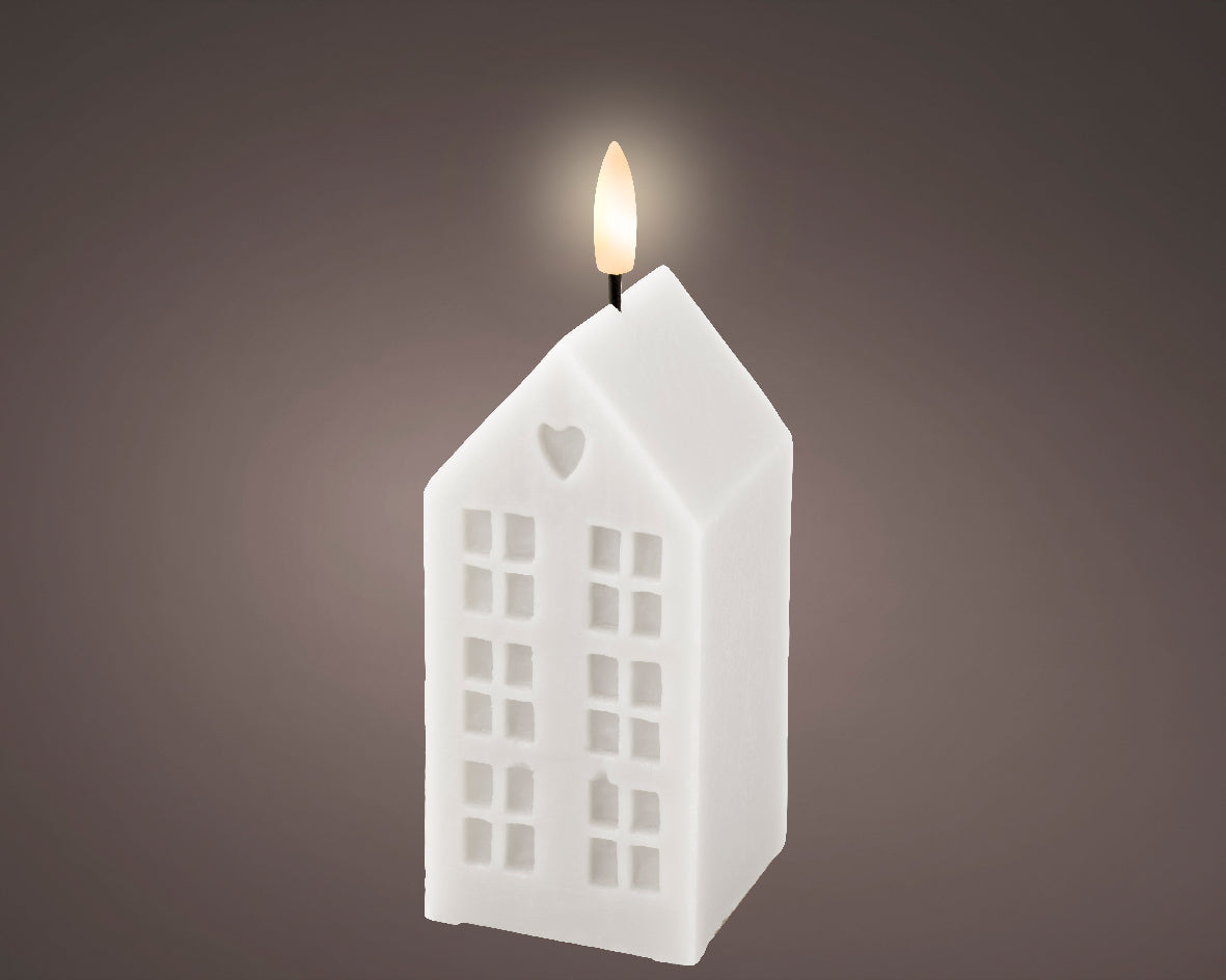 LED wick house shaped wax candle