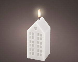 LED wick house shaped wax candle