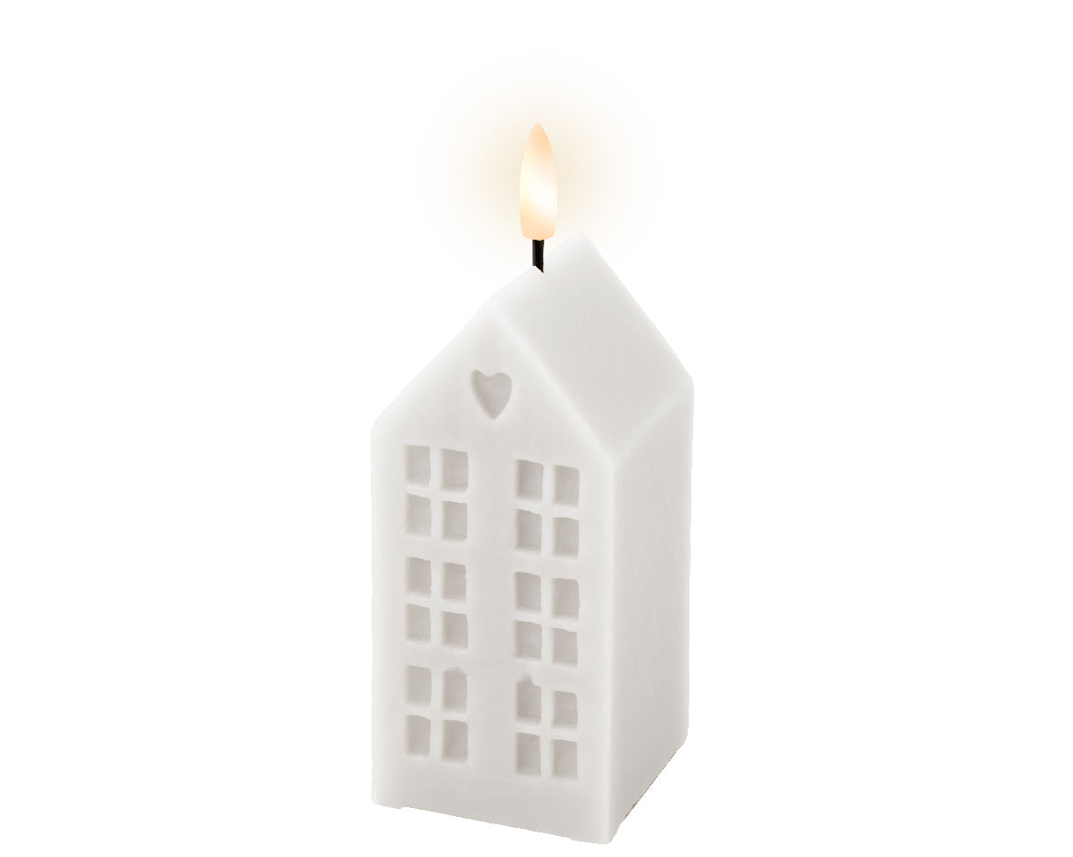 LED wick house shaped wax candle