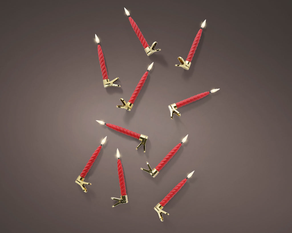 LED Battery Operated Red Candle Lights - Set of 10