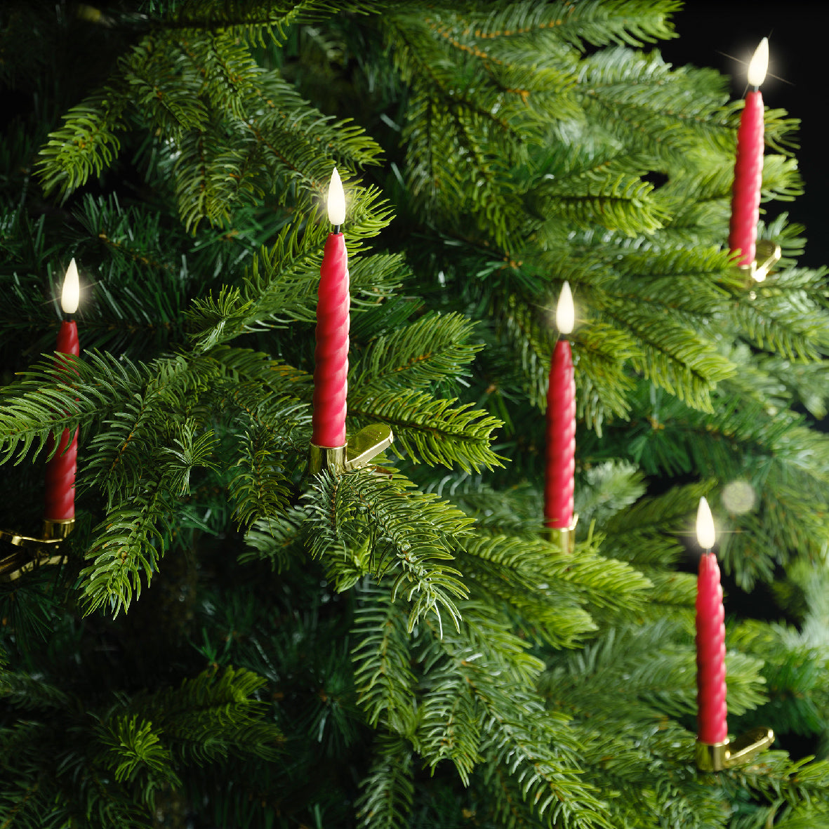 LED Battery Operated Red Candle Lights - Set of 10