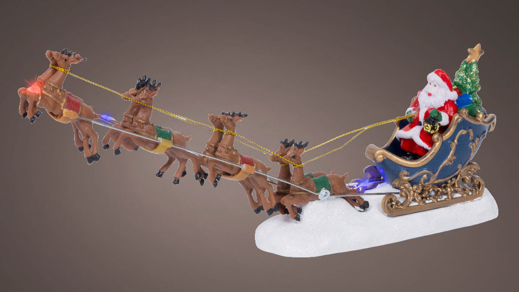 Micro LED Santa with sleigh and reindeers scene