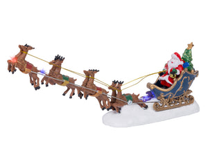 Micro LED Santa with sleigh and reindeers scene