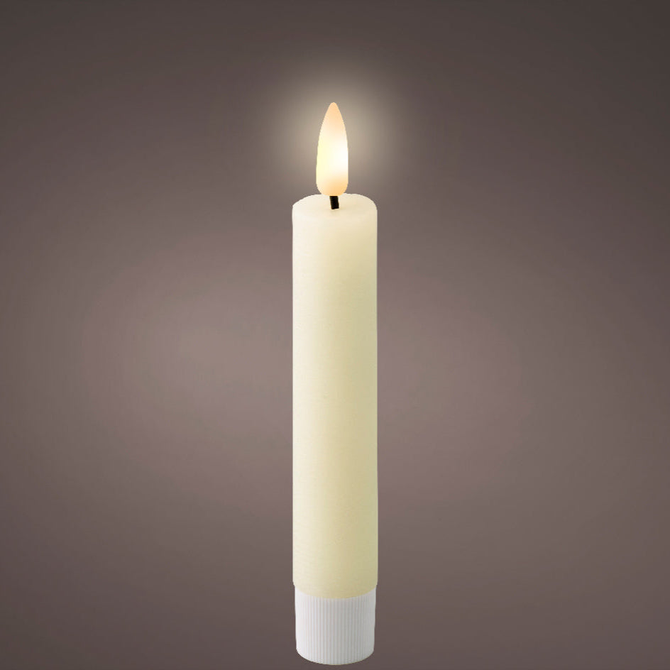 Cream LED short dinner candles (14.5cmH) -Set of 2