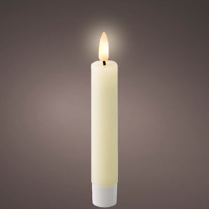 Cream LED short dinner candles (14.5cmH) -Set of 2