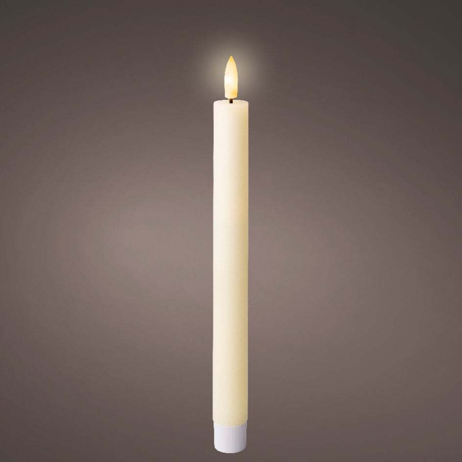 LED Cream dinner candle (24.5cmH) - Set of 2