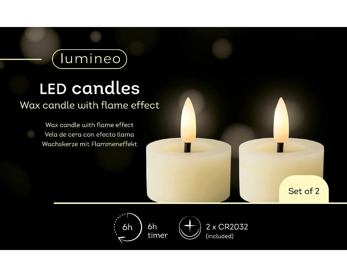 Cream LED battery operated tealights - Set of 2