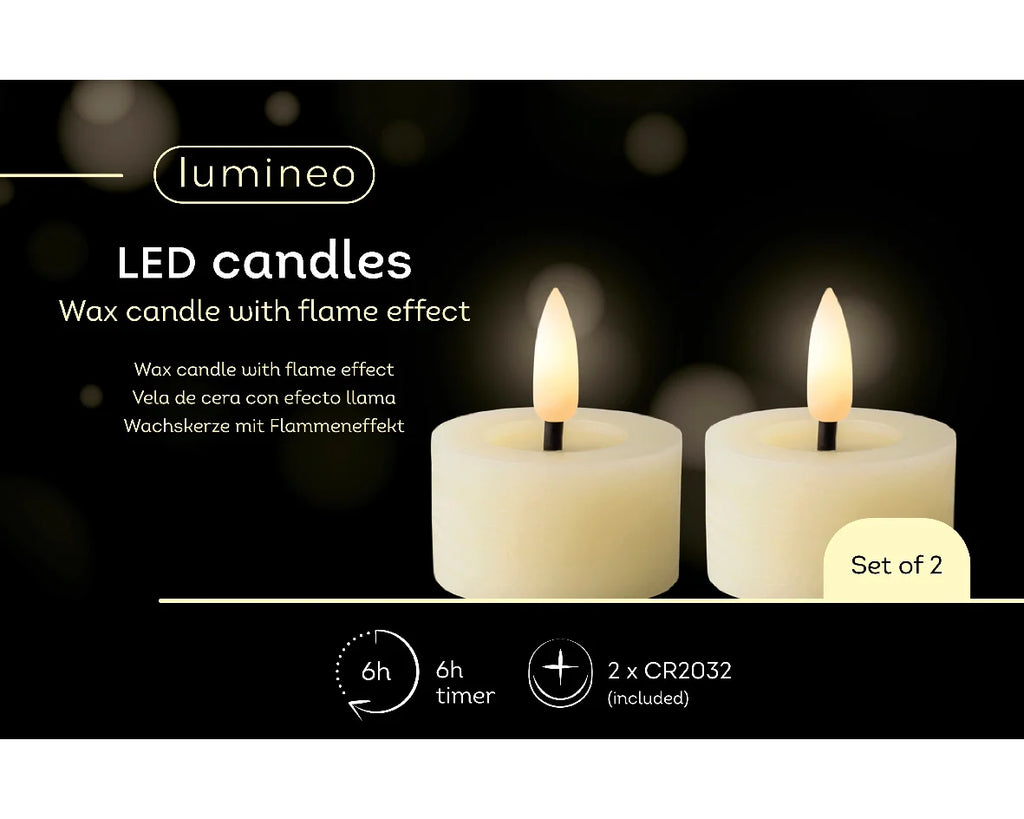 Cream LED battery operated tealights - Set of 2