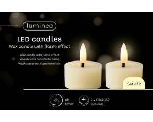Cream LED battery operated tealights - Set of 2